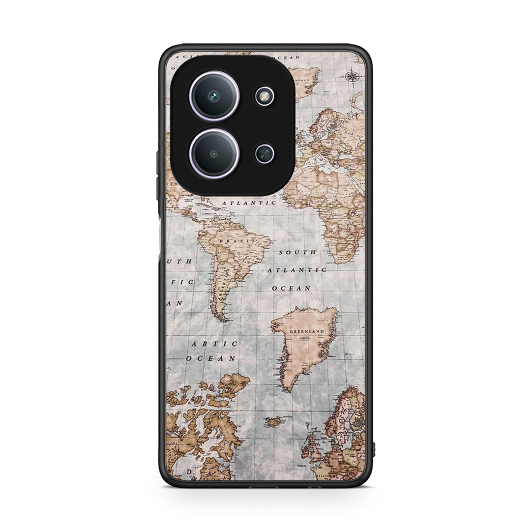 Xiaomi Redmi 15C World Map Θήκη από τη Smartfits με σχέδιο στο πίσω μέρος και μαύρο περίβλημα | Smartphone case with colorful back and black bezels by Smartfits