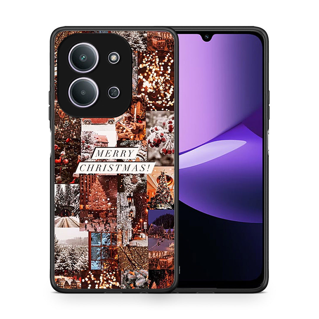 Θήκη Xiaomi Redmi 15C Xmas Collage από τη Smartfits με σχέδιο στο πίσω μέρος και μαύρο περίβλημα | Xiaomi Redmi 15C Xmas Collage case with colorful back and black bezels