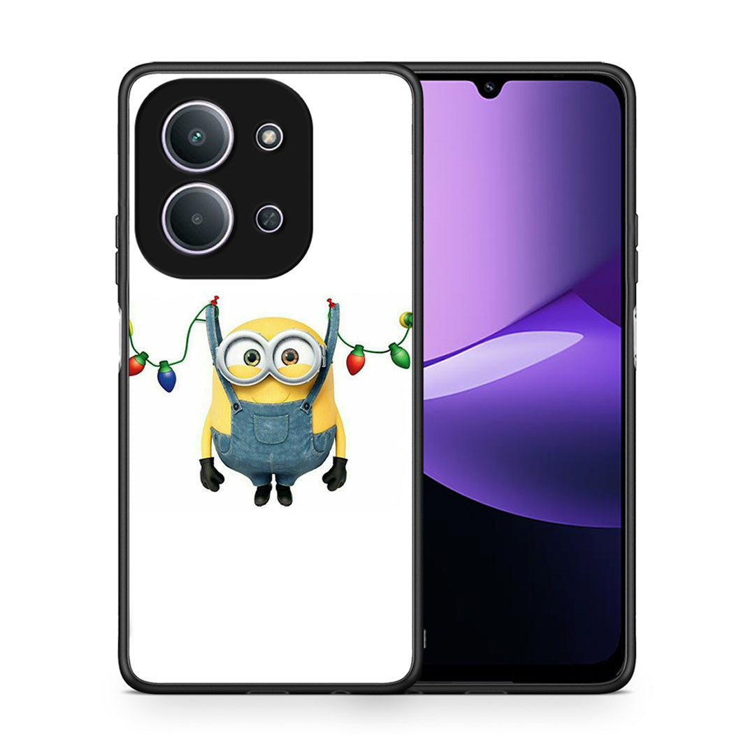 Θήκη Xiaomi Redmi 15C Xmas Minion Lights από τη Smartfits με σχέδιο στο πίσω μέρος και μαύρο περίβλημα | Xiaomi Redmi 15C Xmas Minion Lights case with colorful back and black bezels