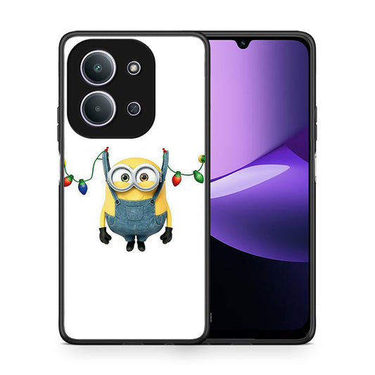 Θήκη Xiaomi Redmi 15C Xmas Minion Lights από τη Smartfits με σχέδιο στο πίσω μέρος και μαύρο περίβλημα | Xiaomi Redmi 15C Xmas Minion Lights case with colorful back and black bezels