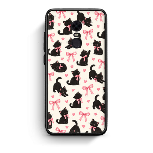 Θήκη Xiaomi Redmi 5 Plus Black Kittens and Pink Bows on Cream Small από τη Smartfits με σχέδιο στο πίσω μέρος και μαύρο περίβλημα | Xiaomi Redmi 5 Plus Black Kittens and Pink Bows on Cream Small case with colorful back and black bezels