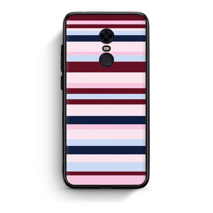 Θήκη Xiaomi Redmi 5 Plus Burgundy Pink and Blue Horizontal Stripes από τη Smartfits με σχέδιο στο πίσω μέρος και μαύρο περίβλημα | Xiaomi Redmi 5 Plus Burgundy Pink and Blue Horizontal Stripes case with colorful back and black bezels