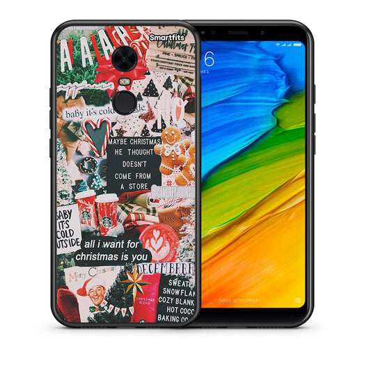 Θήκη Xiaomi Redmi 5 Plus Christmas Happiness από τη Smartfits με σχέδιο στο πίσω μέρος και μαύρο περίβλημα | Xiaomi Redmi 5 Plus Christmas Happiness case with colorful back and black bezels