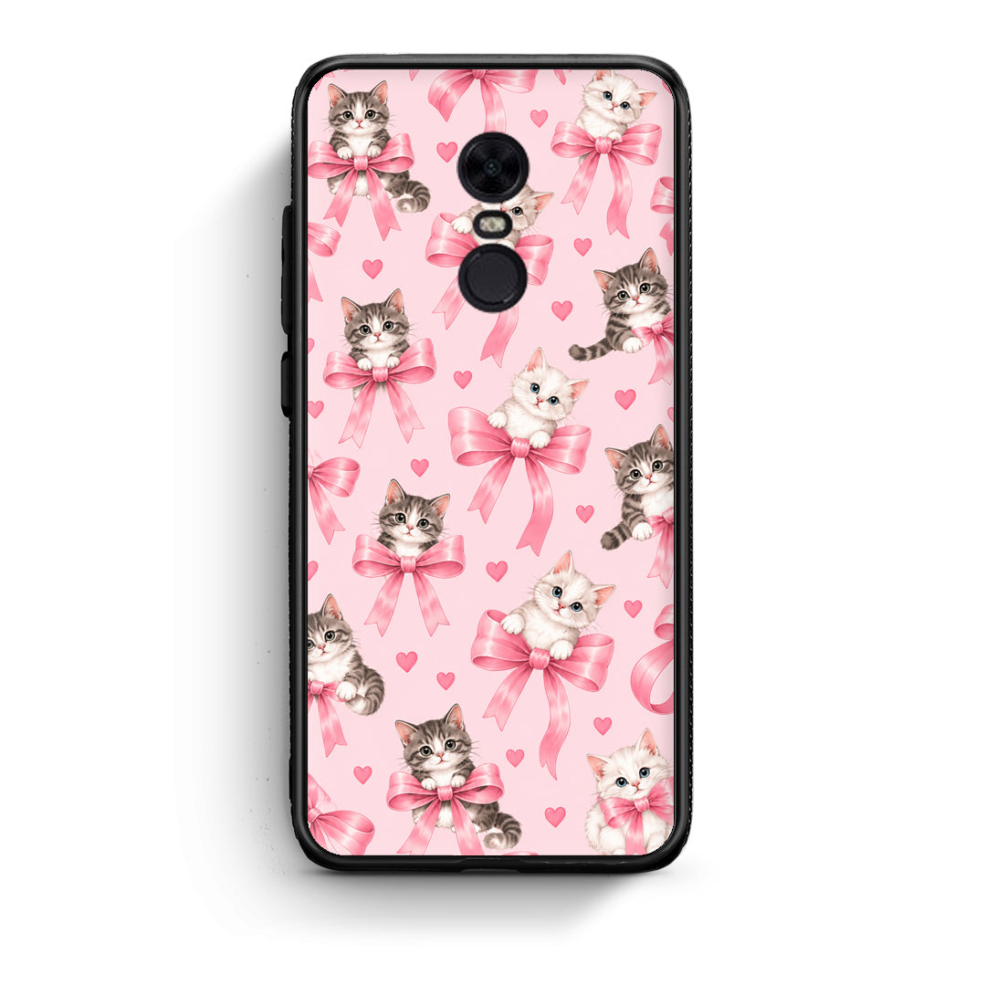 Θήκη Xiaomi Redmi 5 Plus Kittens and Pink Bows on Pink από τη Smartfits με σχέδιο στο πίσω μέρος και μαύρο περίβλημα | Xiaomi Redmi 5 Plus Kittens and Pink Bows on Pink case with colorful back and black bezels
