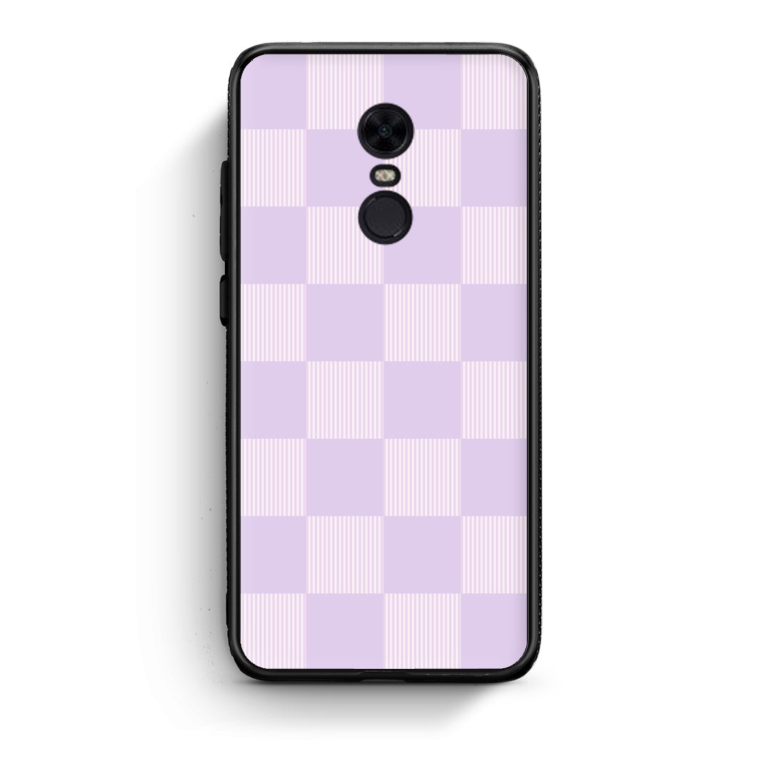 Θήκη Xiaomi Redmi 5 Plus Lilac and Cream Striped Checks από τη Smartfits με σχέδιο στο πίσω μέρος και μαύρο περίβλημα | Xiaomi Redmi 5 Plus Lilac and Cream Striped Checks case with colorful back and black bezels