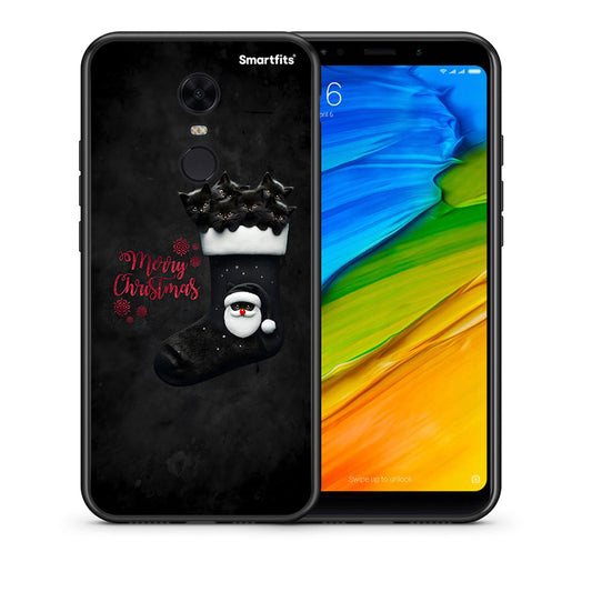 Θήκη Xiaomi Redmi 5 Plus Merry Cat Christmas από τη Smartfits με σχέδιο στο πίσω μέρος και μαύρο περίβλημα | Xiaomi Redmi 5 Plus Merry Cat Christmas case with colorful back and black bezels