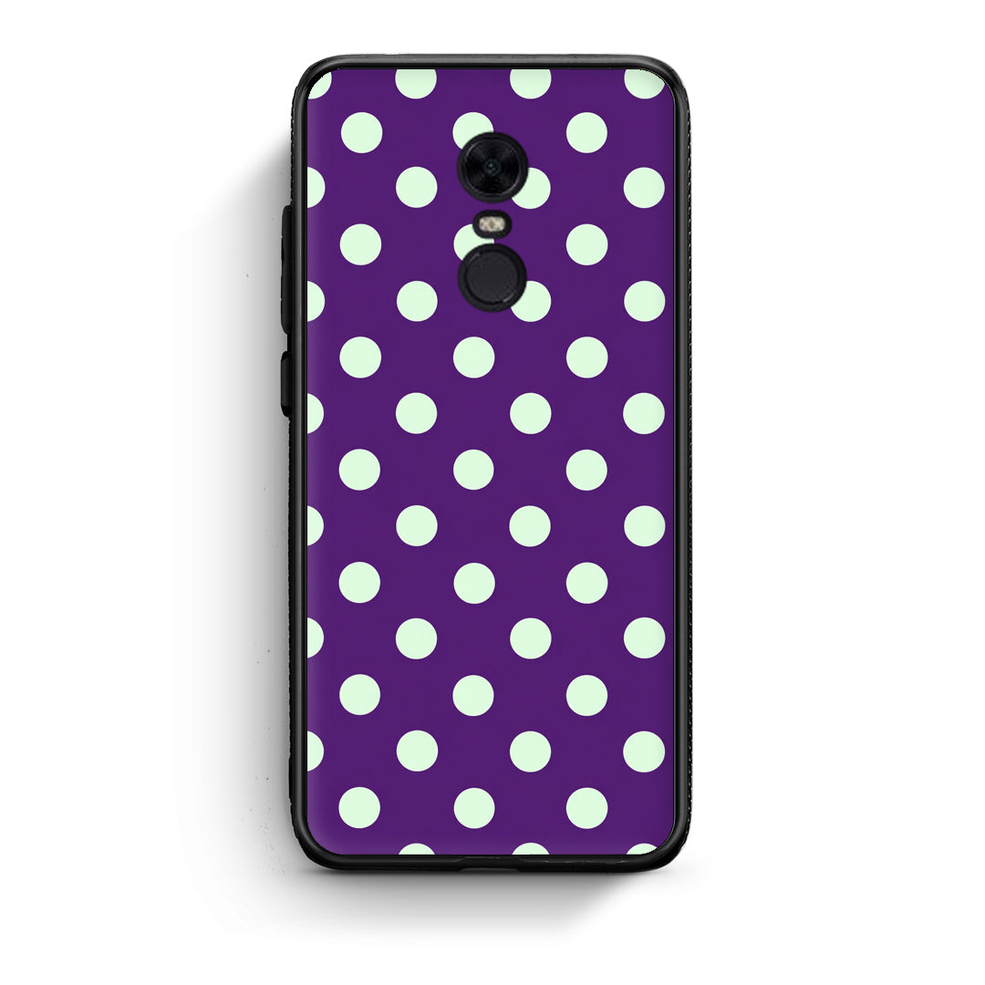 Θήκη Xiaomi Redmi 5 Plus Mint Polka Dots on Purple από τη Smartfits με σχέδιο στο πίσω μέρος και μαύρο περίβλημα | Xiaomi Redmi 5 Plus Mint Polka Dots on Purple case with colorful back and black bezels