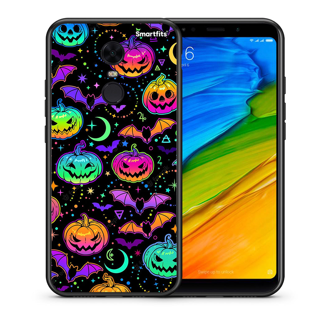Θήκη Xiaomi Redmi 5 Plus Neon Halloween από τη Smartfits με σχέδιο στο πίσω μέρος και μαύρο περίβλημα | Xiaomi Redmi 5 Plus Neon Halloween case with colorful back and black bezels
