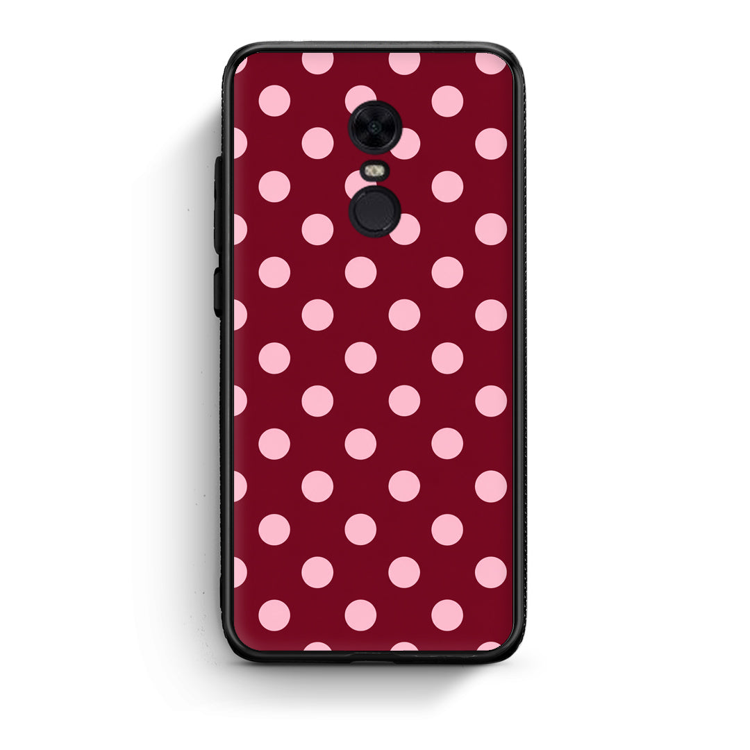 Θήκη Xiaomi Redmi 5 Plus Pink Polka Dots on Burgundy από τη Smartfits με σχέδιο στο πίσω μέρος και μαύρο περίβλημα | Xiaomi Redmi 5 Plus Pink Polka Dots on Burgundy case with colorful back and black bezels