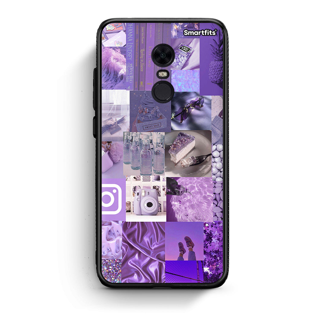 Xiaomi Redmi 5 Plus Purple Aesthetic Collage θήκη από τη Smartfits με σχέδιο στο πίσω μέρος και μαύρο περίβλημα | Smartphone case with colorful back and black bezels by Smartfits