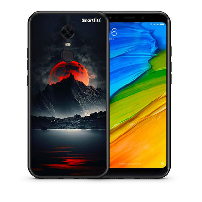 Θήκη Xiaomi Redmi 5 Plus Red Full Moon από τη Smartfits με σχέδιο στο πίσω μέρος και μαύρο περίβλημα | Xiaomi Redmi 5 Plus Red Full Moon case with colorful back and black bezels