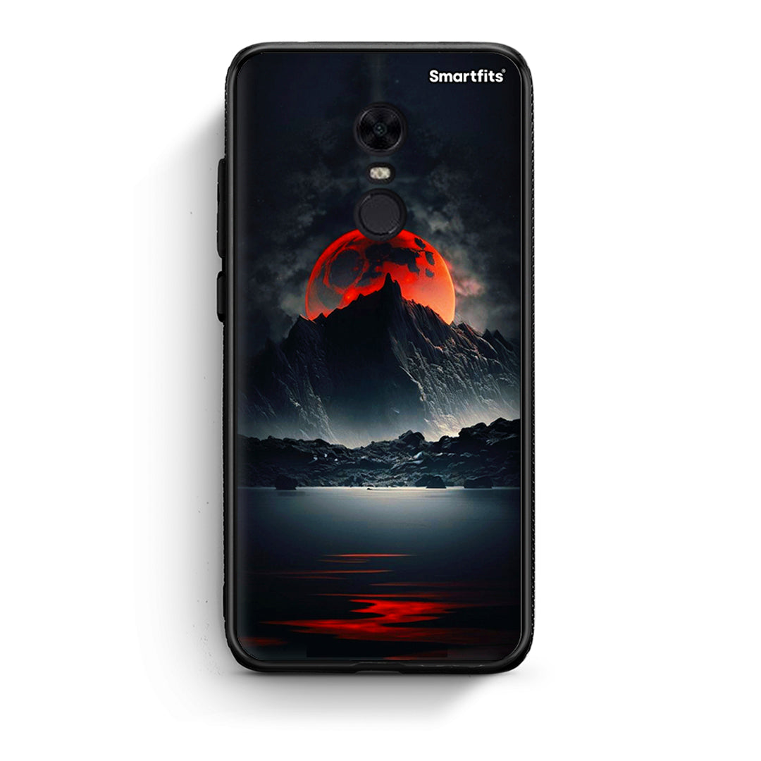 Xiaomi Redmi 5 Plus Red Full Moon θήκη από τη Smartfits με σχέδιο στο πίσω μέρος και μαύρο περίβλημα | Smartphone case with colorful back and black bezels by Smartfits
