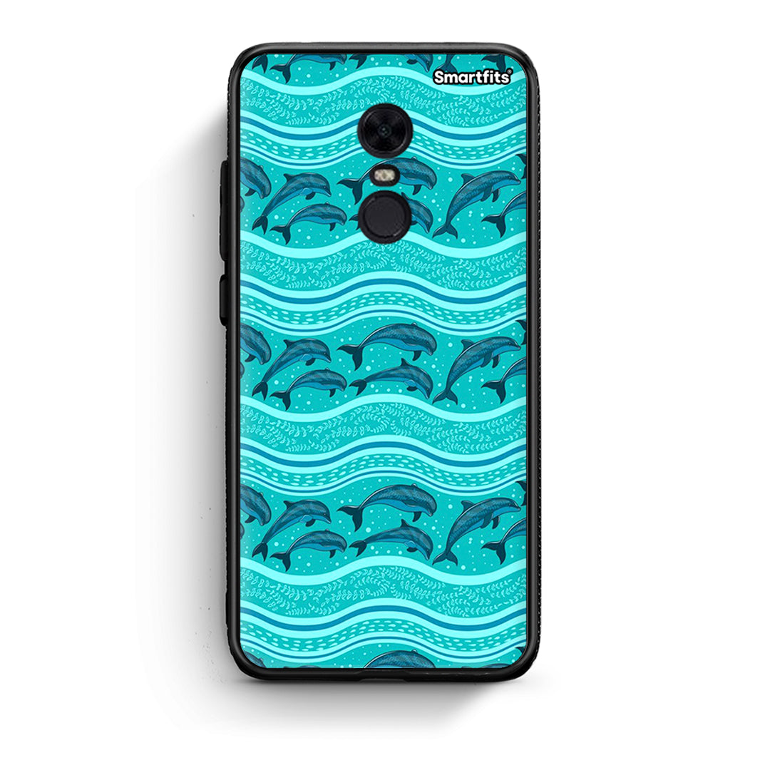 Xiaomi Redmi 5 Plus Swimming Dolphins θήκη από τη Smartfits με σχέδιο στο πίσω μέρος και μαύρο περίβλημα | Smartphone case with colorful back and black bezels by Smartfits