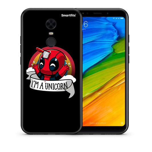 Θήκη Xiaomi Redmi 5 Plus Unicorn Deadpool από τη Smartfits με σχέδιο στο πίσω μέρος και μαύρο περίβλημα | Xiaomi Redmi 5 Plus Unicorn Deadpool case with colorful back and black bezels