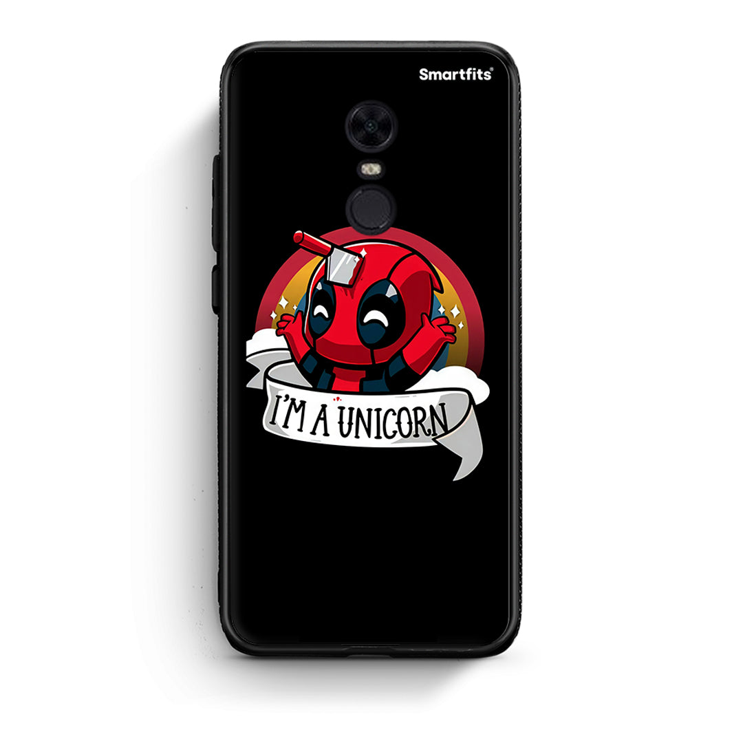Xiaomi Redmi 5 Plus Unicorn Deadpool θήκη από τη Smartfits με σχέδιο στο πίσω μέρος και μαύρο περίβλημα | Smartphone case with colorful back and black bezels by Smartfits