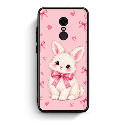 Θήκη Xiaomi Redmi 5 Plus White Bunny and Pink Bows από τη Smartfits με σχέδιο στο πίσω μέρος και μαύρο περίβλημα | Xiaomi Redmi 5 Plus White Bunny and Pink Bows case with colorful back and black bezels