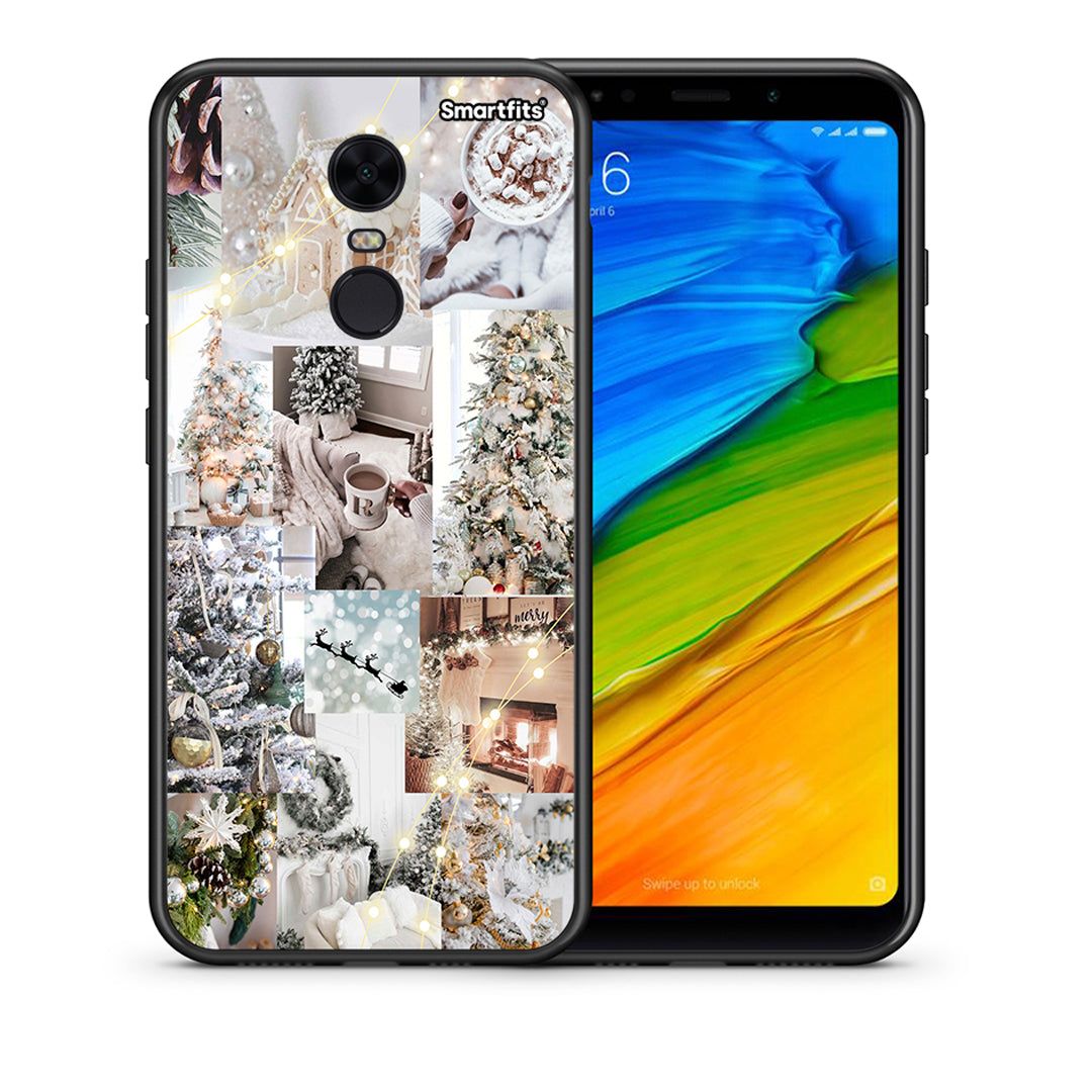 Θήκη Xiaomi Redmi 5 Plus White Christmas από τη Smartfits με σχέδιο στο πίσω μέρος και μαύρο περίβλημα | Xiaomi Redmi 5 Plus White Christmas case with colorful back and black bezels