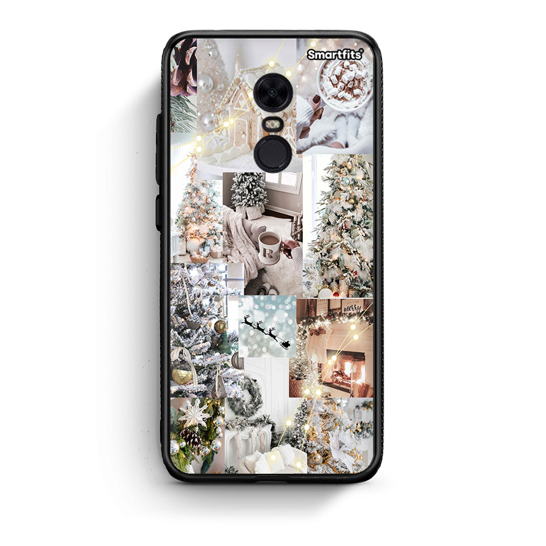 Xiaomi Redmi 5 Plus White Christmas θήκη από τη Smartfits με σχέδιο στο πίσω μέρος και μαύρο περίβλημα | Smartphone case with colorful back and black bezels by Smartfits