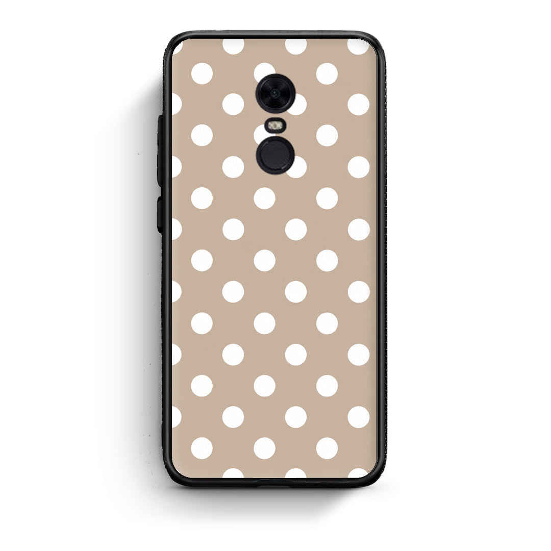 Θήκη Xiaomi Redmi 5 Plus White Polka Dots on Taupe από τη Smartfits με σχέδιο στο πίσω μέρος και μαύρο περίβλημα | Xiaomi Redmi 5 Plus White Polka Dots on Taupe case with colorful back and black bezels
