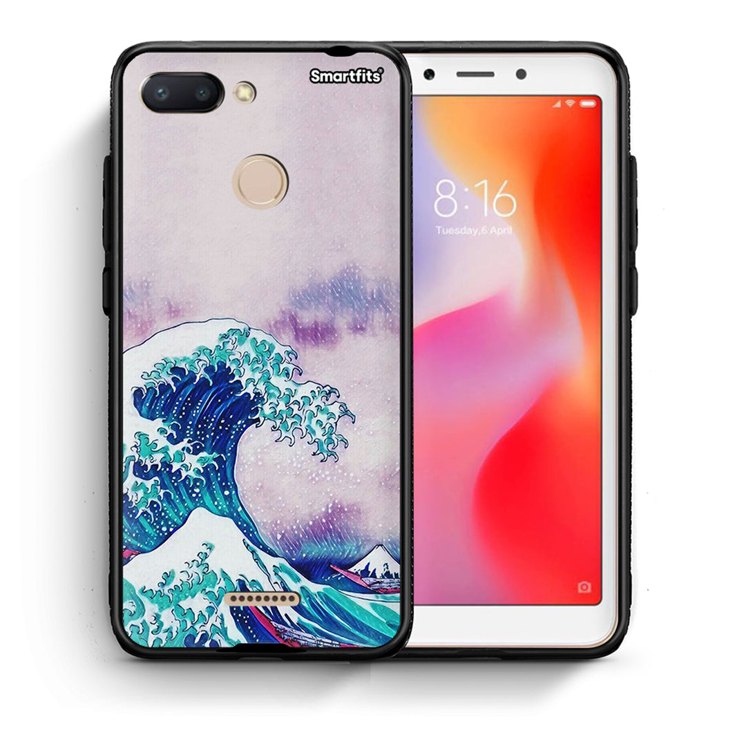 Θήκη Xiaomi Redmi 6 Blue Waves από τη Smartfits με σχέδιο στο πίσω μέρος και μαύρο περίβλημα | Xiaomi Redmi 6 Blue Waves case with colorful back and black bezels