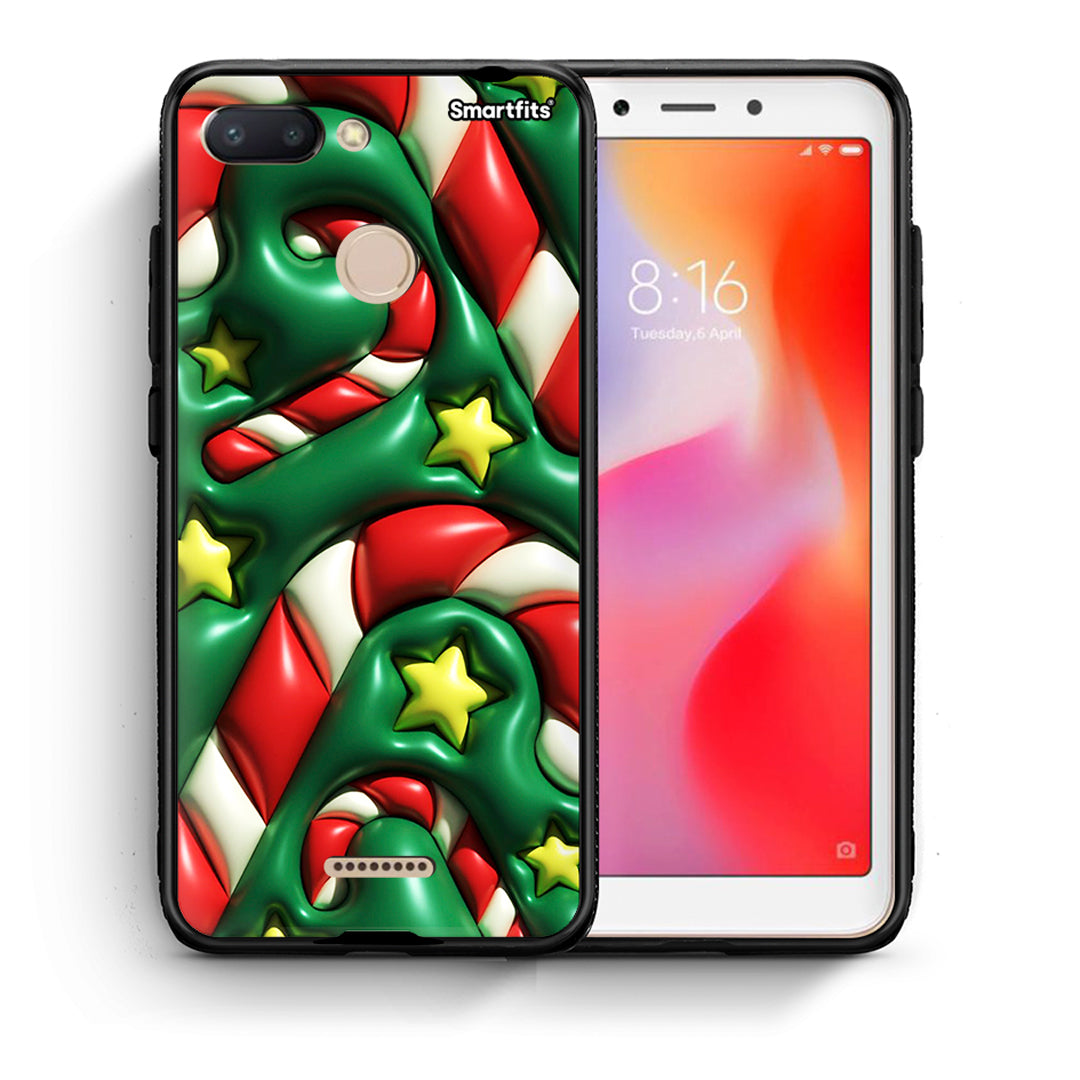 Θήκη Xiaomi Redmi 6 Christmas Bubbles από τη Smartfits με σχέδιο στο πίσω μέρος και μαύρο περίβλημα | Xiaomi Redmi 6 Christmas Bubbles case with colorful back and black bezels