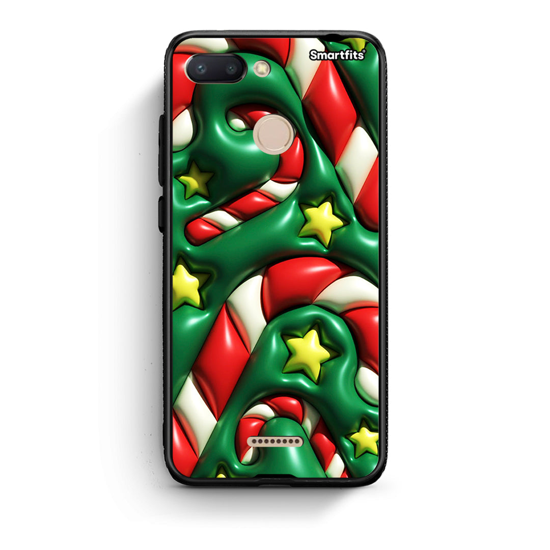 Xiaomi Redmi 6 Christmas Bubbles θήκη από τη Smartfits με σχέδιο στο πίσω μέρος και μαύρο περίβλημα | Smartphone case with colorful back and black bezels by Smartfits