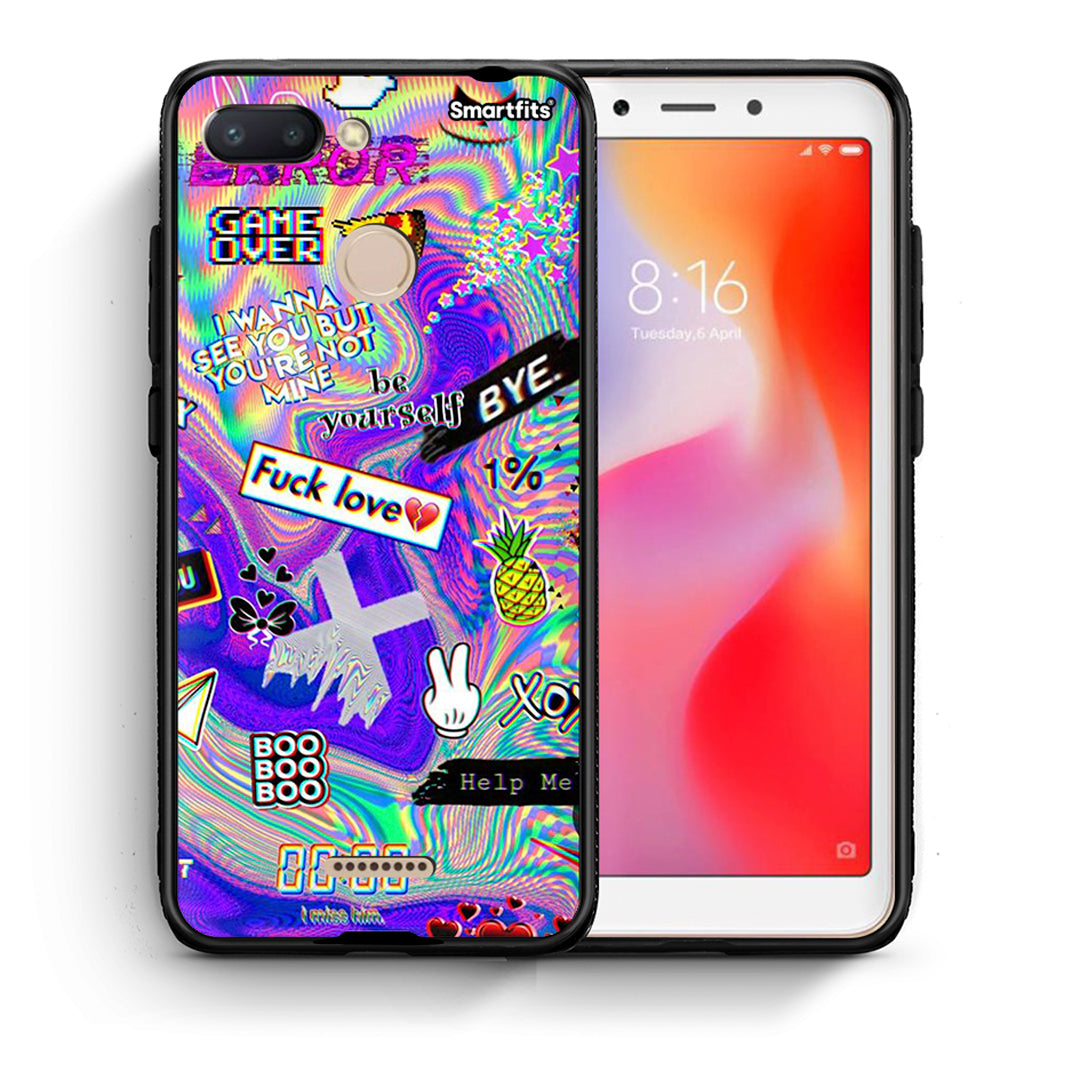 Θήκη Xiaomi Redmi 6 Game Over από τη Smartfits με σχέδιο στο πίσω μέρος και μαύρο περίβλημα | Xiaomi Redmi 6 Game Over case with colorful back and black bezels