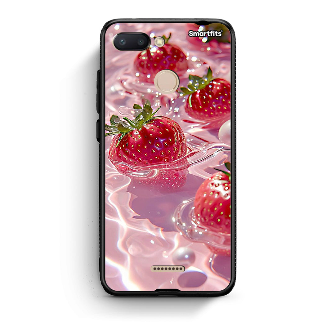 Xiaomi Redmi 6 Juicy Strawberries θήκη από τη Smartfits με σχέδιο στο πίσω μέρος και μαύρο περίβλημα | Smartphone case with colorful back and black bezels by Smartfits