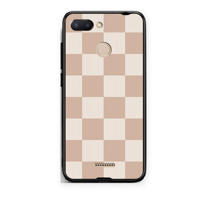 Θήκη Xiaomi Redmi 6 Latte and Cream Striped Checks από τη Smartfits με σχέδιο στο πίσω μέρος και μαύρο περίβλημα | Xiaomi Redmi 6 Latte and Cream Striped Checks case with colorful back and black bezels