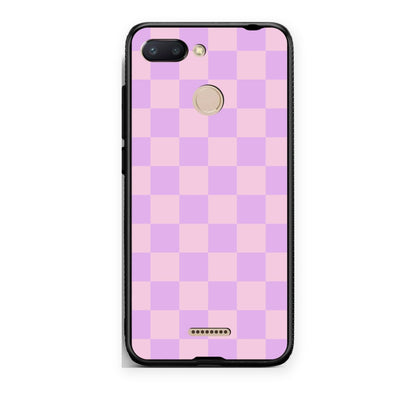 Θήκη Xiaomi Redmi 6 Lavender and Pink Checkerboard από τη Smartfits με σχέδιο στο πίσω μέρος και μαύρο περίβλημα | Xiaomi Redmi 6 Lavender and Pink Checkerboard case with colorful back and black bezels