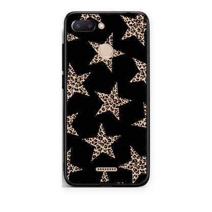 Θήκη Xiaomi Redmi 6 Leopard Stars on Black από τη Smartfits με σχέδιο στο πίσω μέρος και μαύρο περίβλημα | Xiaomi Redmi 6 Leopard Stars on Black case with colorful back and black bezels