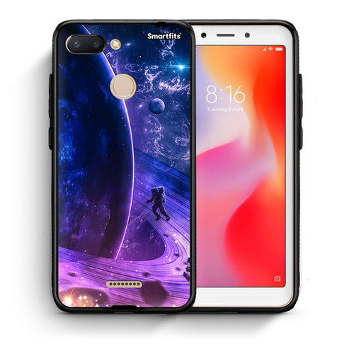 Θήκη Xiaomi Redmi 6 Lost Astronaut από τη Smartfits με σχέδιο στο πίσω μέρος και μαύρο περίβλημα | Xiaomi Redmi 6 Lost Astronaut case with colorful back and black bezels