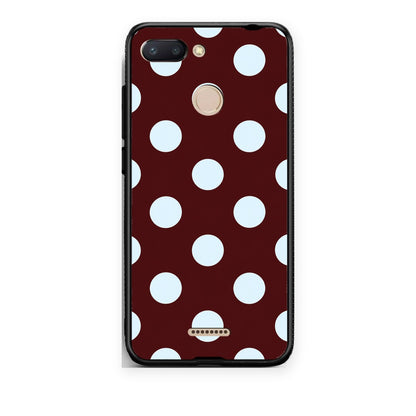 Θήκη Xiaomi Redmi 6 Pale Blue Large Polka Dots on Burgundy από τη Smartfits με σχέδιο στο πίσω μέρος και μαύρο περίβλημα | Xiaomi Redmi 6 Pale Blue Large Polka Dots on Burgundy case with colorful back and black bezels