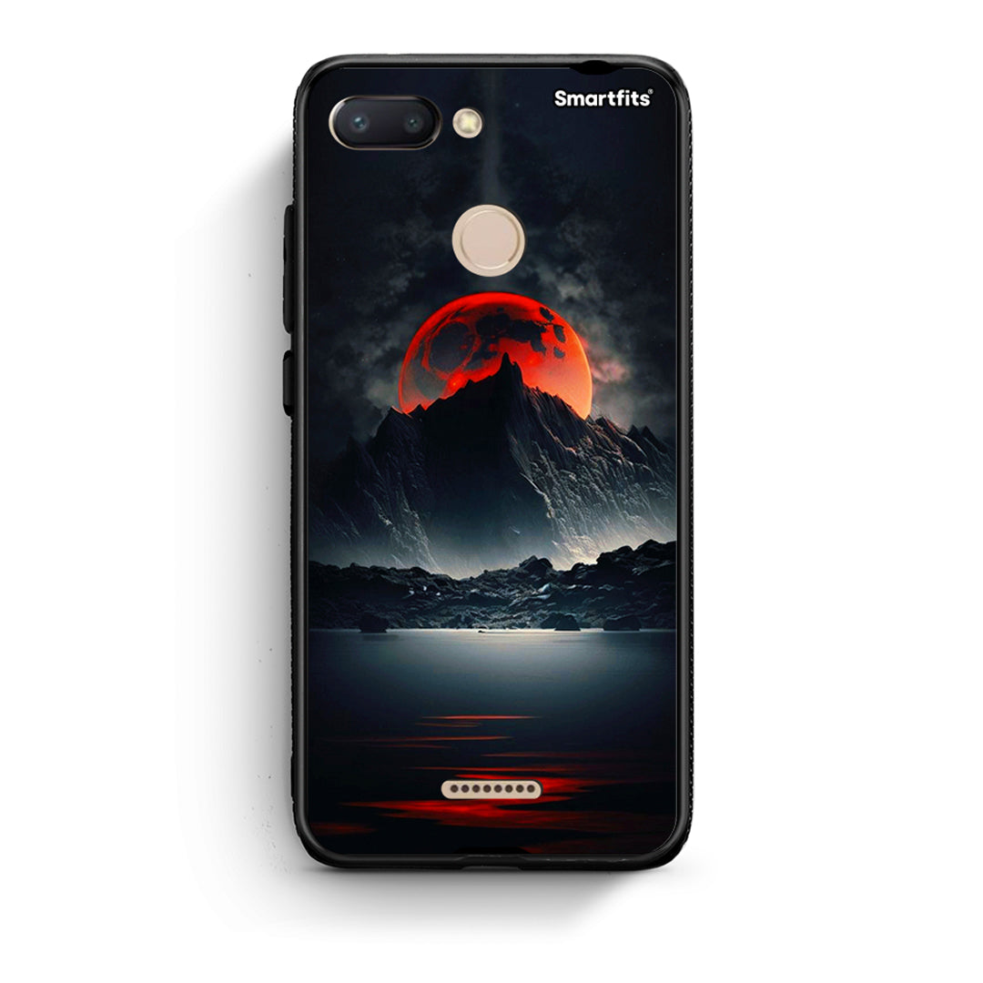 Xiaomi Redmi 6 Red Full Moon θήκη από τη Smartfits με σχέδιο στο πίσω μέρος και μαύρο περίβλημα | Smartphone case with colorful back and black bezels by Smartfits