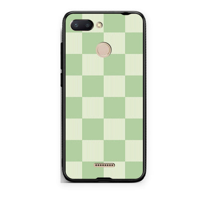 Θήκη Xiaomi Redmi 6 Sage and Cream Striped Checks από τη Smartfits με σχέδιο στο πίσω μέρος και μαύρο περίβλημα | Xiaomi Redmi 6 Sage and Cream Striped Checks case with colorful back and black bezels