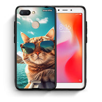 Thumbnail for Θήκη Xiaomi Redmi 6 Summer Cat από τη Smartfits με σχέδιο στο πίσω μέρος και μαύρο περίβλημα | Xiaomi Redmi 6 Summer Cat case with colorful back and black bezels