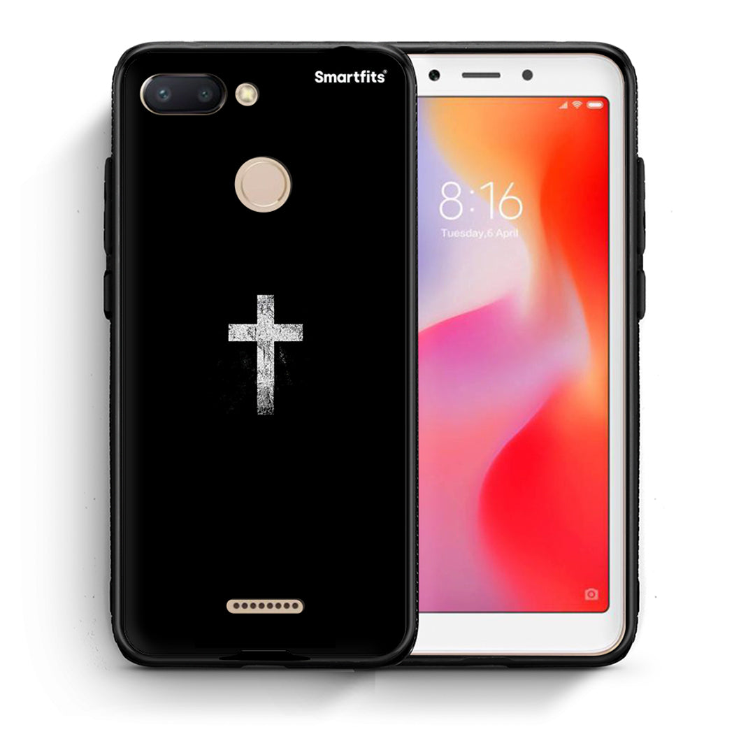 Θήκη Xiaomi Redmi 6 White Cross από τη Smartfits με σχέδιο στο πίσω μέρος και μαύρο περίβλημα | Xiaomi Redmi 6 White Cross case with colorful back and black bezels