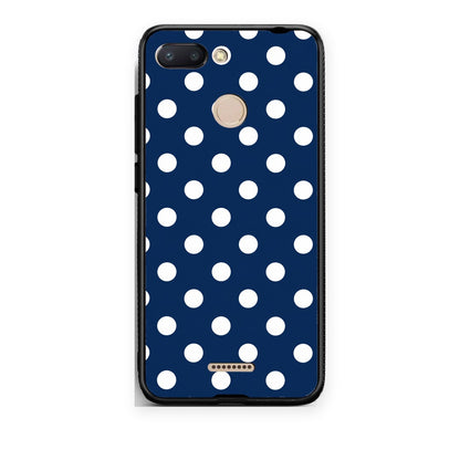 Θήκη Xiaomi Redmi 6 White Large Polka Dots on Navy από τη Smartfits με σχέδιο στο πίσω μέρος και μαύρο περίβλημα | Xiaomi Redmi 6 White Large Polka Dots on Navy case with colorful back and black bezels