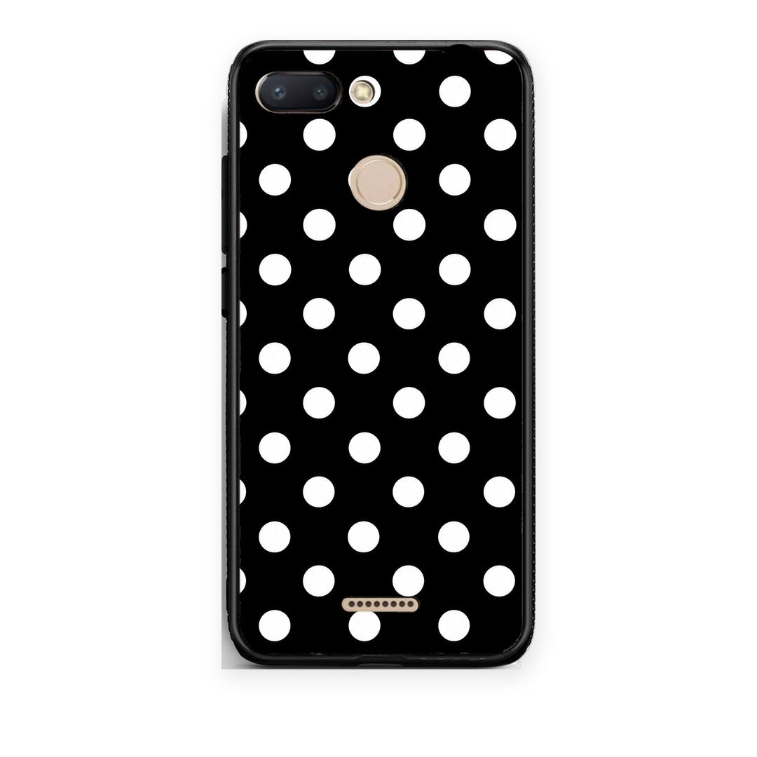 Θήκη Xiaomi Redmi 6 White Polka Dots on Black από τη Smartfits με σχέδιο στο πίσω μέρος και μαύρο περίβλημα | Xiaomi Redmi 6 White Polka Dots on Black case with colorful back and black bezels