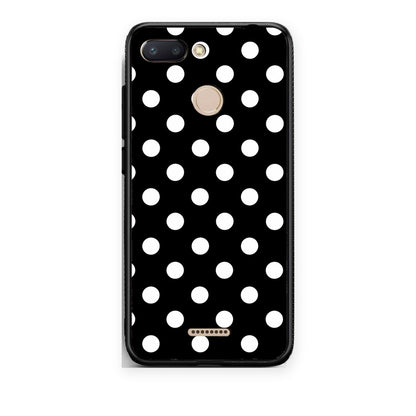 Θήκη Xiaomi Redmi 6 White Polka Dots on Black από τη Smartfits με σχέδιο στο πίσω μέρος και μαύρο περίβλημα | Xiaomi Redmi 6 White Polka Dots on Black case with colorful back and black bezels