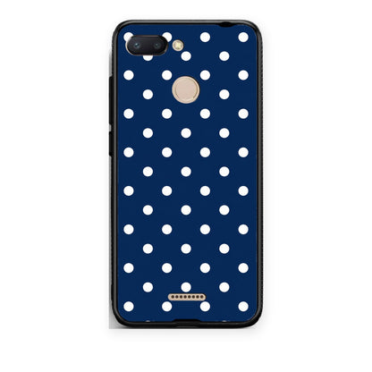 Θήκη Xiaomi Redmi 6 White Small Polka Dots on Navy από τη Smartfits με σχέδιο στο πίσω μέρος και μαύρο περίβλημα | Xiaomi Redmi 6 White Small Polka Dots on Navy case with colorful back and black bezels