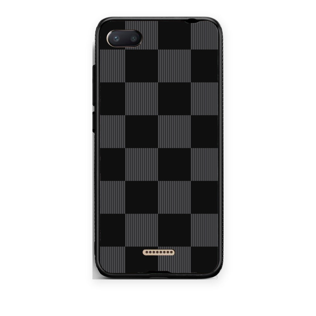 Θήκη Xiaomi Redmi 6A Black and Charcoal Striped Checks από τη Smartfits με σχέδιο στο πίσω μέρος και μαύρο περίβλημα | Xiaomi Redmi 6A Black and Charcoal Striped Checks case with colorful back and black bezels