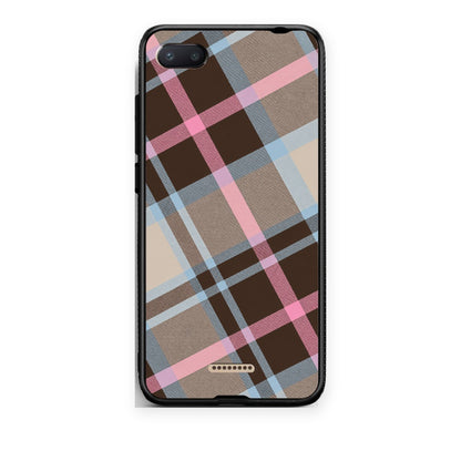 Θήκη Xiaomi Redmi 6A Brown Pink and Blue Diagonal Plaid από τη Smartfits με σχέδιο στο πίσω μέρος και μαύρο περίβλημα | Xiaomi Redmi 6A Brown Pink and Blue Diagonal Plaid case with colorful back and black bezels