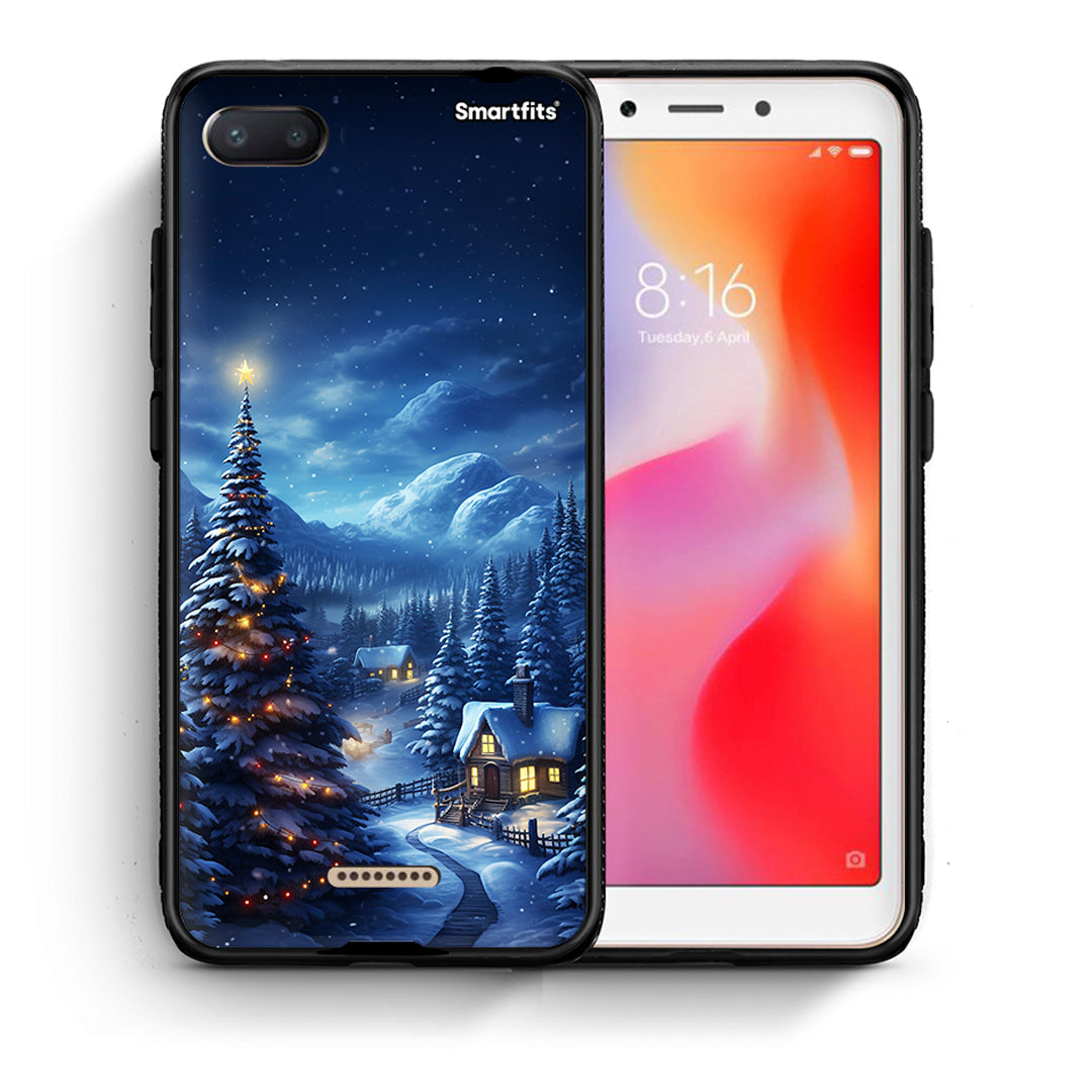 Θήκη Xiaomi Redmi 6A Christmas Scenery από τη Smartfits με σχέδιο στο πίσω μέρος και μαύρο περίβλημα | Xiaomi Redmi 6A Christmas Scenery case with colorful back and black bezels