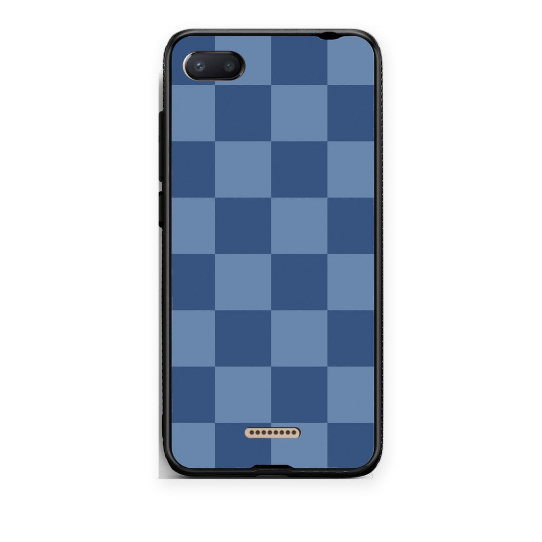 Θήκη Xiaomi Redmi 6A Denim Blue Checkerboard από τη Smartfits με σχέδιο στο πίσω μέρος και μαύρο περίβλημα | Xiaomi Redmi 6A Denim Blue Checkerboard case with colorful back and black bezels