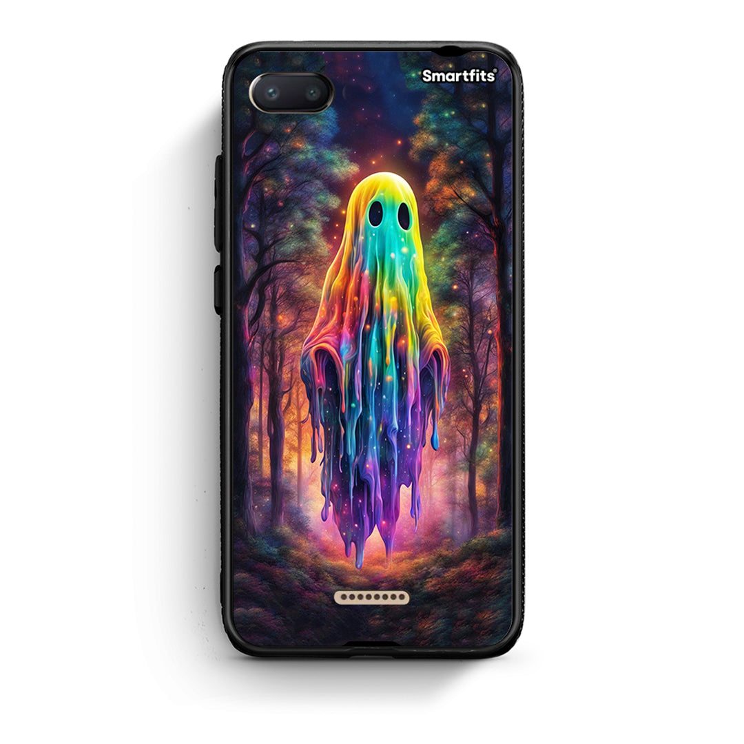 Xiaomi Redmi 6A Halloween Ghost θήκη από τη Smartfits με σχέδιο στο πίσω μέρος και μαύρο περίβλημα | Smartphone case with colorful back and black bezels by Smartfits