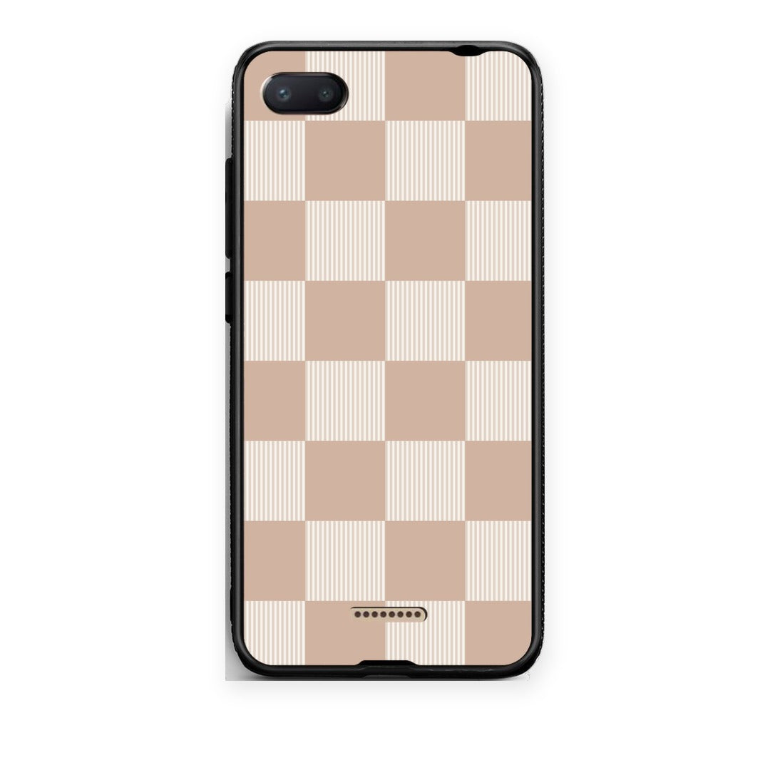 Θήκη Xiaomi Redmi 6A Latte and Cream Striped Checks από τη Smartfits με σχέδιο στο πίσω μέρος και μαύρο περίβλημα | Xiaomi Redmi 6A Latte and Cream Striped Checks case with colorful back and black bezels