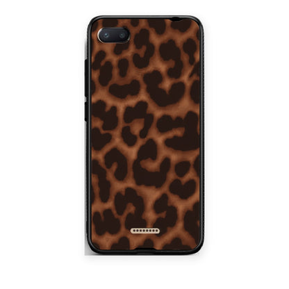Θήκη Xiaomi Redmi 6A Leopard Print Dark Brown από τη Smartfits με σχέδιο στο πίσω μέρος και μαύρο περίβλημα | Xiaomi Redmi 6A Leopard Print Dark Brown case with colorful back and black bezels