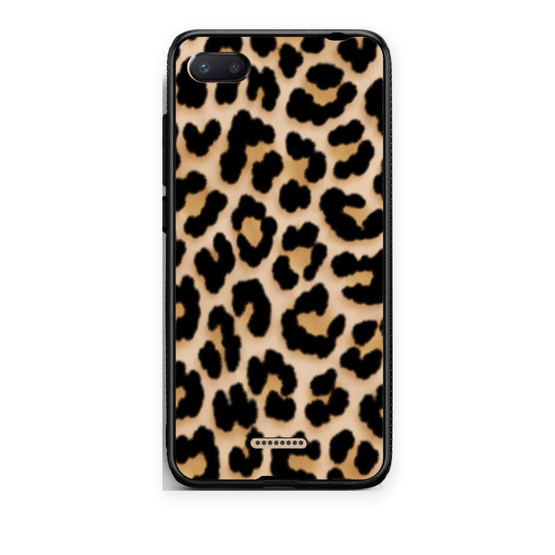 Θήκη Xiaomi Redmi 6A Leopard Print Tan Small από τη Smartfits με σχέδιο στο πίσω μέρος και μαύρο περίβλημα | Xiaomi Redmi 6A Leopard Print Tan Small case with colorful back and black bezels