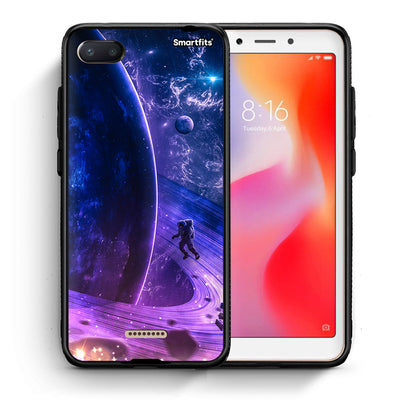 Θήκη Xiaomi Redmi 6A Lost Astronaut από τη Smartfits με σχέδιο στο πίσω μέρος και μαύρο περίβλημα | Xiaomi Redmi 6A Lost Astronaut case with colorful back and black bezels